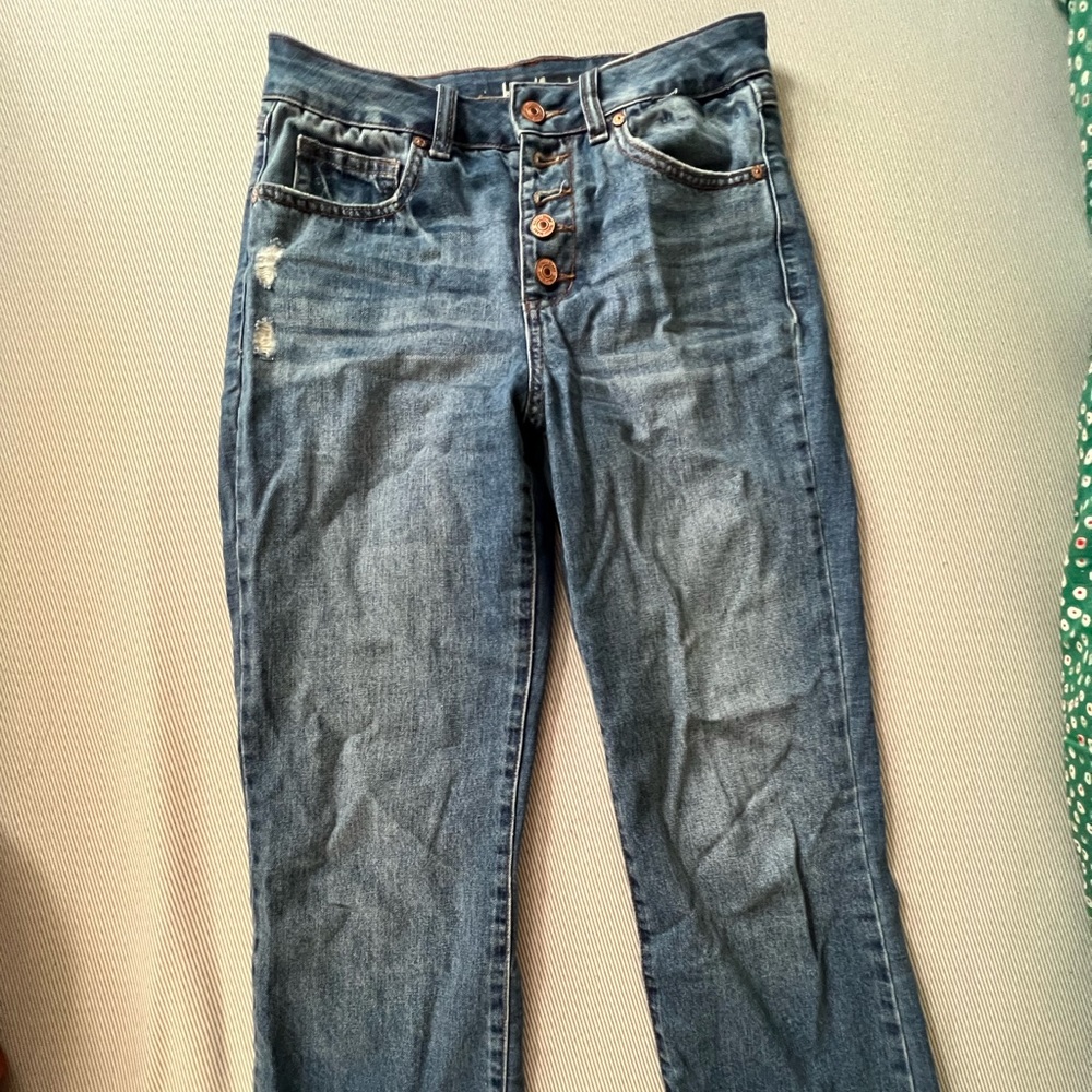 Straight Leg Ripped Jeans
